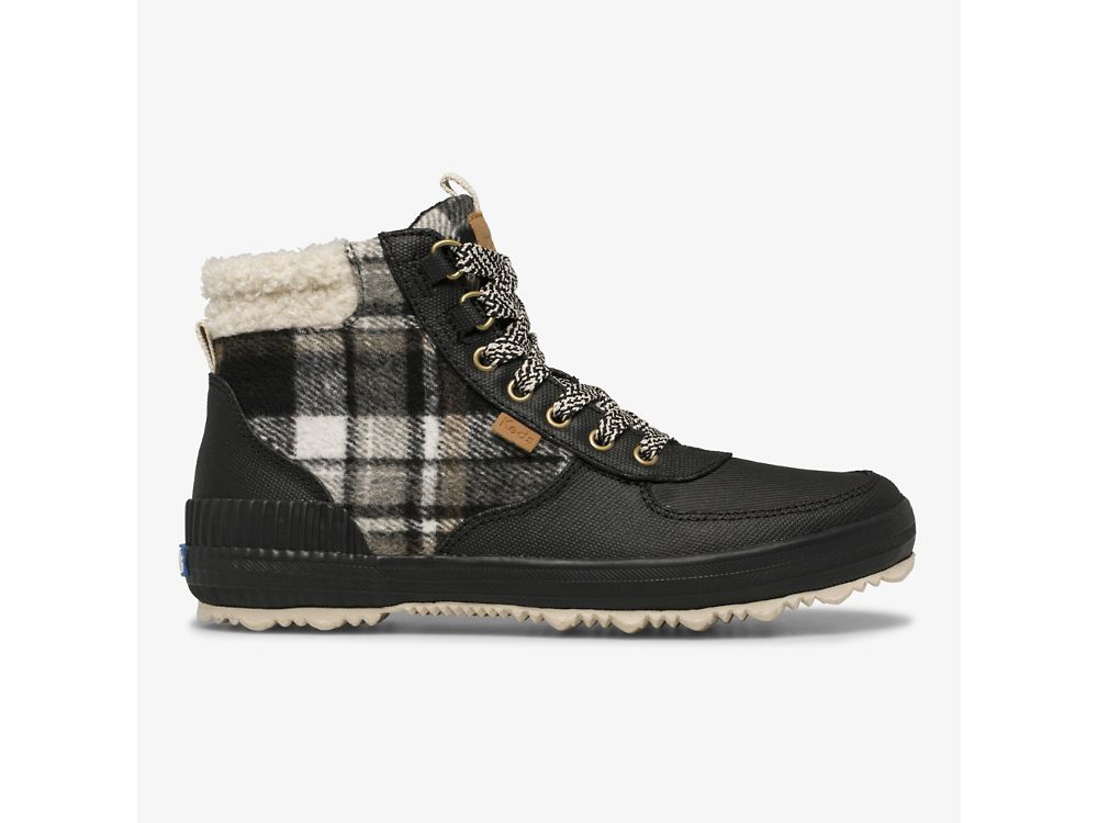 παπουτσιαμεκορδονια Keds Scout Boot III θαλασσης Resistant Twill Plaid w/ Thinsulate™ γυναικεια μαυρα | GR-23787