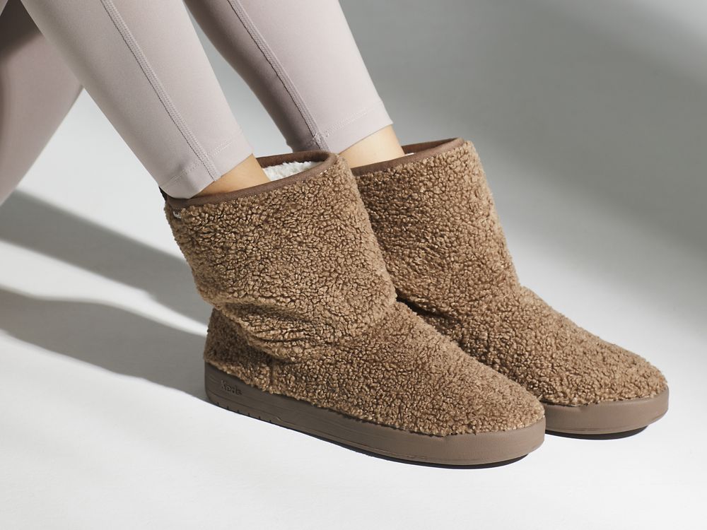 παπουτσιαμεκορδονια Keds Tally Boot Faux Shearling γυναικεια καφε | GR-59301