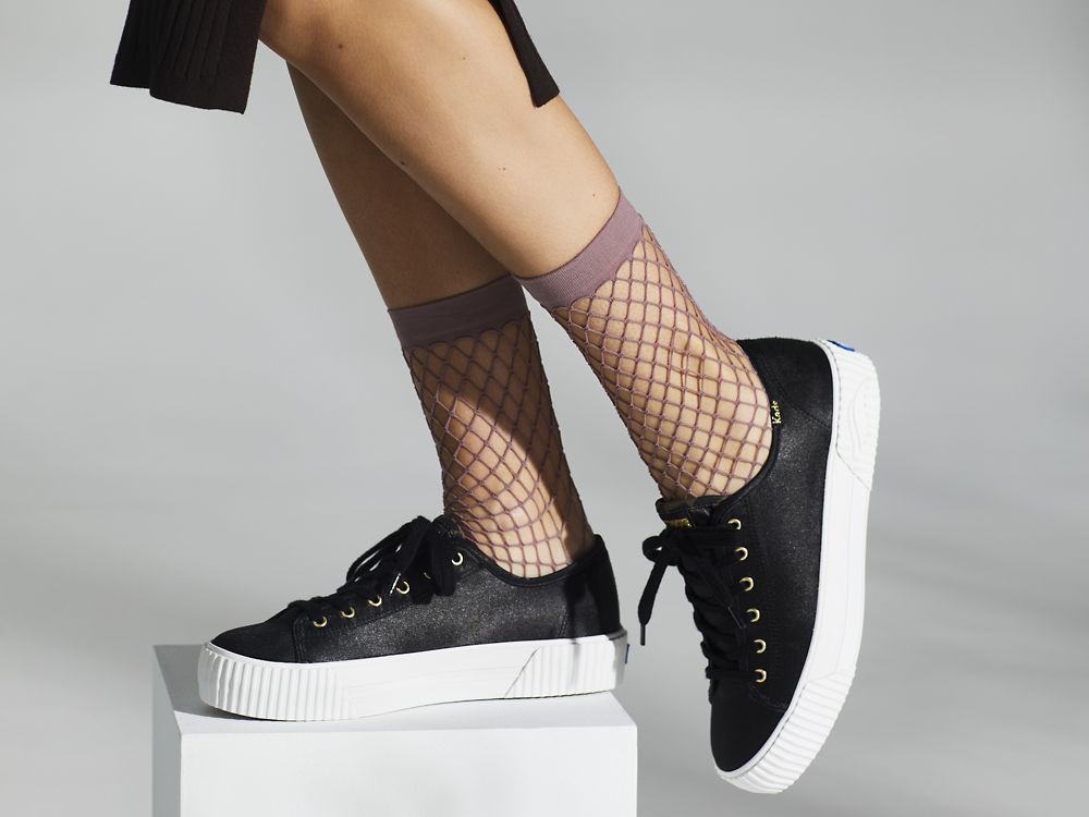 παπουτσιαμεκορδονια Keds Triple Kick AMP Satin γυναικεια μαυρα | GR-70062