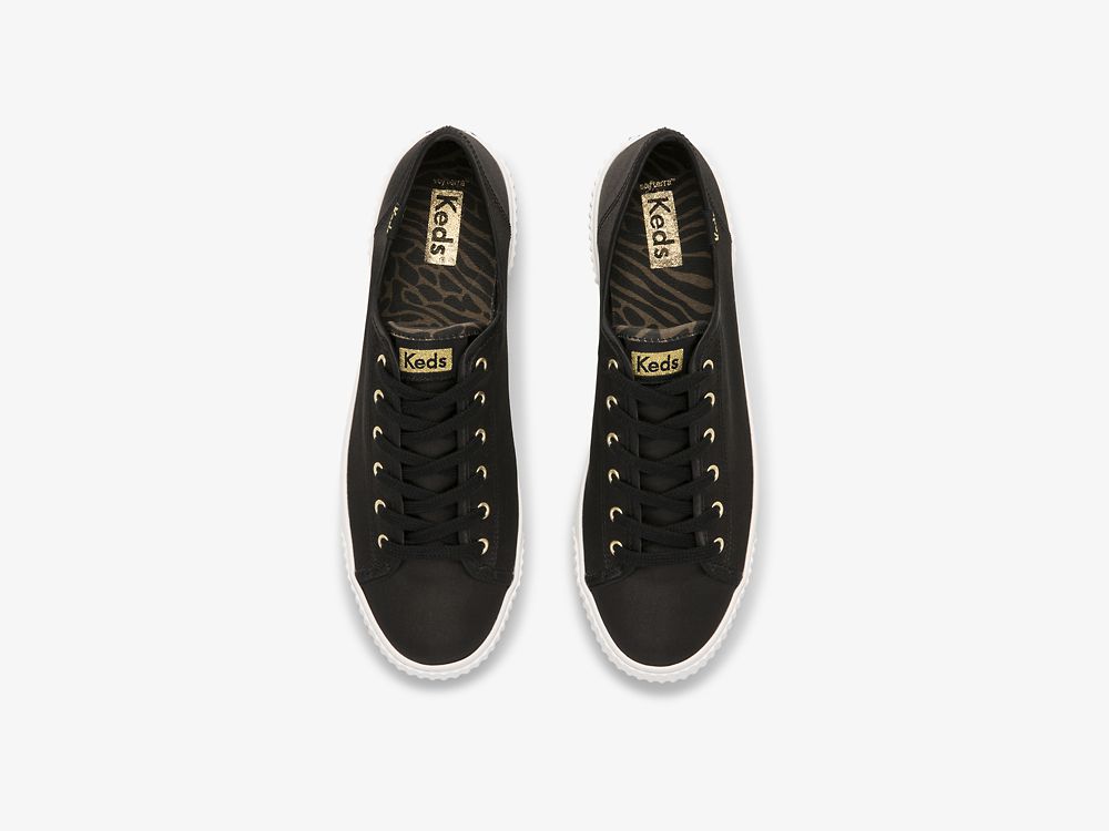 παπουτσιαμεκορδονια Keds Triple Kick AMP Satin γυναικεια μαυρα | GR-70062