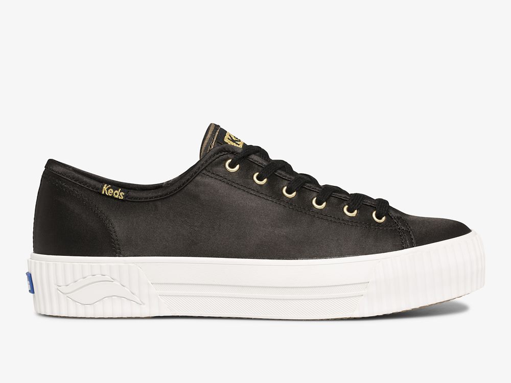 παπουτσιαμεκορδονια Keds Triple Kick AMP Satin γυναικεια μαυρα | GR-70062